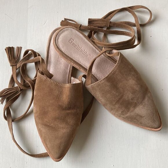 Anthropologie GeeWaWa Tan Gladiator Sip On Shoes Women’s 8 - Picture 8 of 8